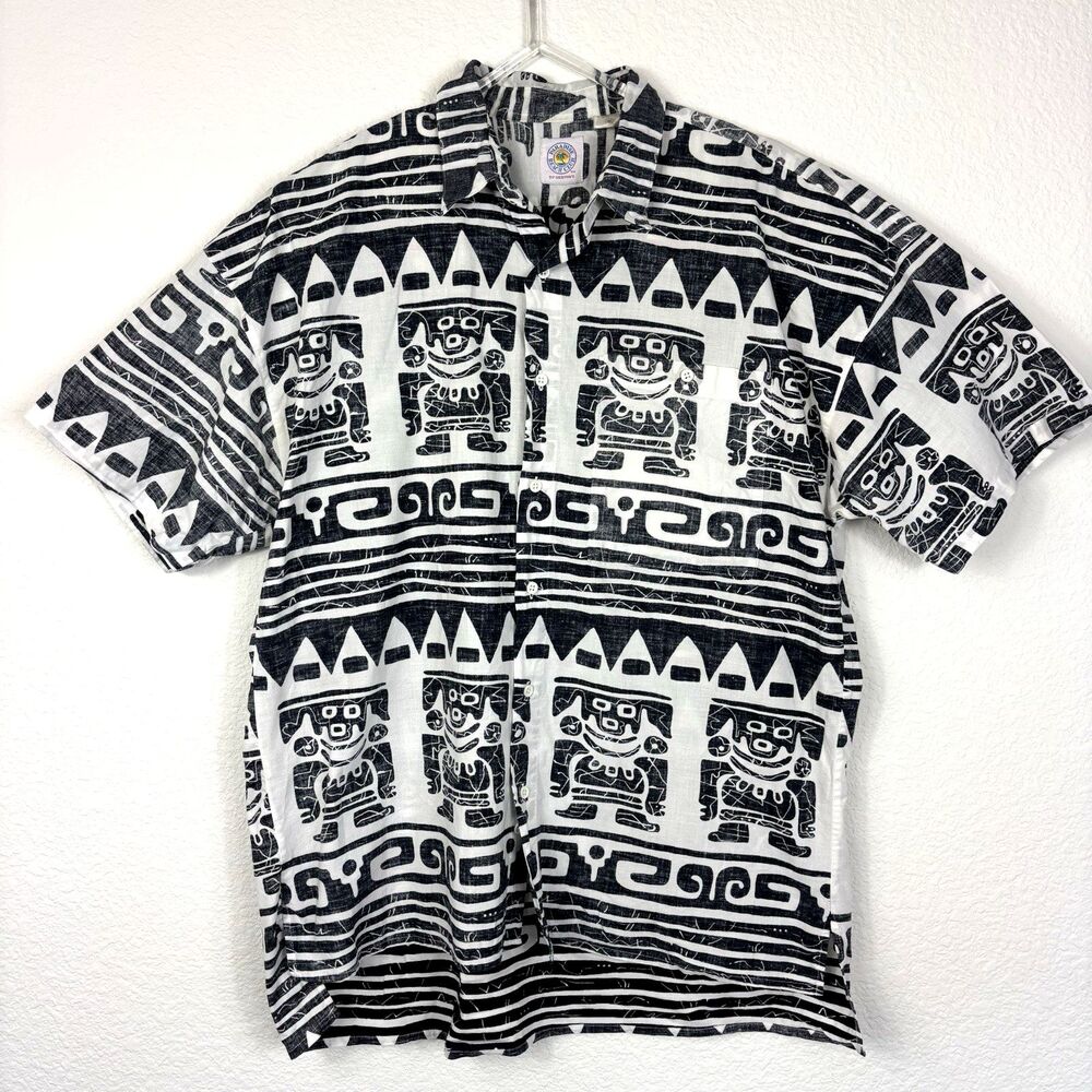 Vintage Men’s Hawaiian Shirt M Reverse Print Inside Out 90s Y2K USA Mervyns Tiki - Picture 15 of 15